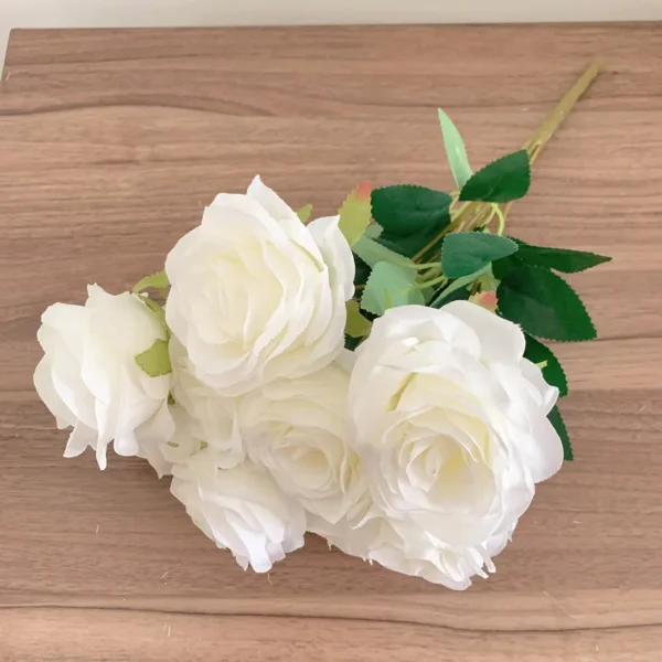 Ivory White Artificial Rose Bouquet for Home & Weddings - Image 4