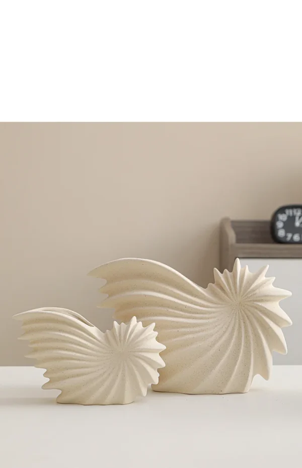 White Ceramic Conch Vase – Modern Nordic Tabletop Pot - Image 24