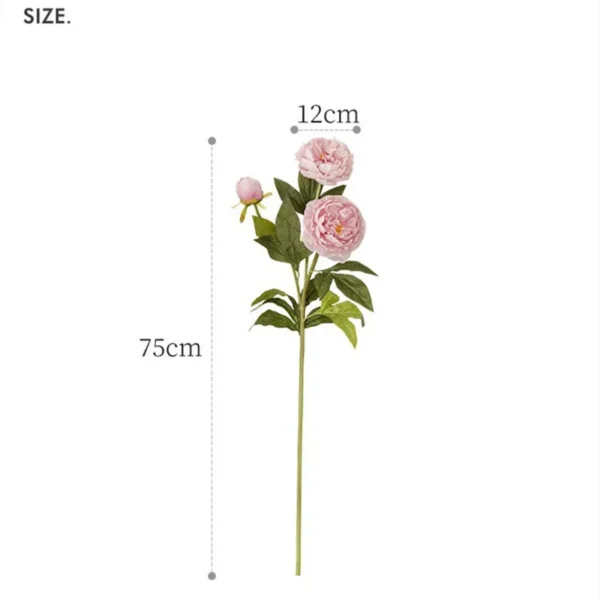 Elegant Silk Peony Branch – 3 Heads Artificial Flowers - Image 12