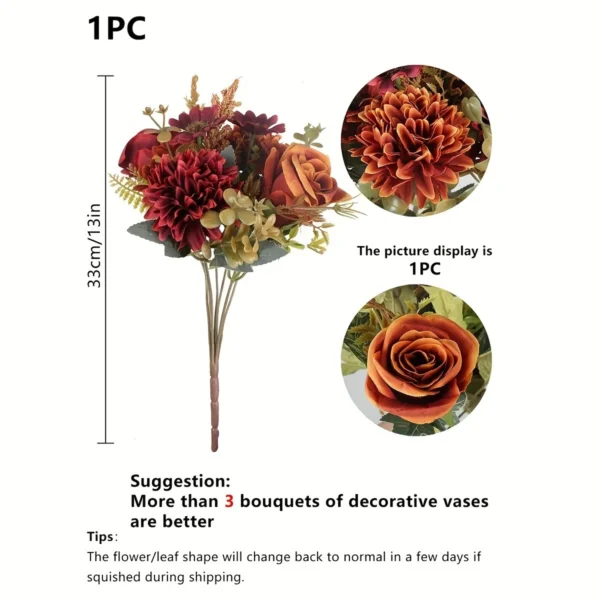 Elegant Artificial Rose Bouquet for Home & Garden Decor - Image 8