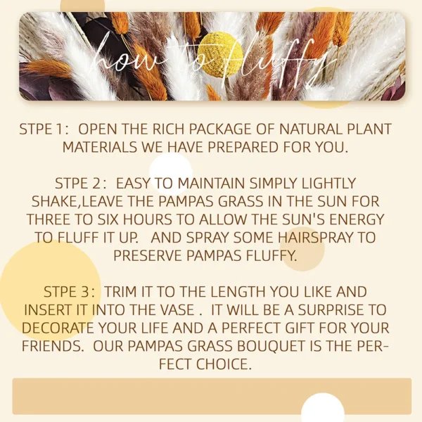 70pcs Dried Pampas Grass Bouquet – Rustic Orange Decor - Image 26