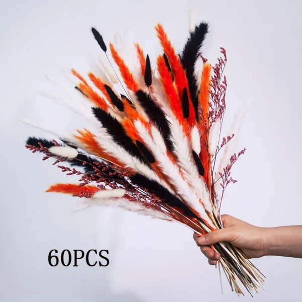 70pcs Dried Pampas Grass Bouquet – Rustic Orange Decor - Image 11