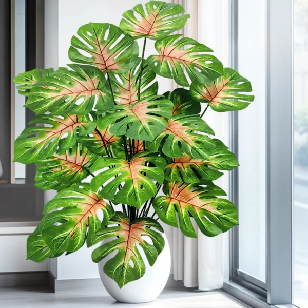 Artificial Monstera Palm Tree with Silk Turtle Leaves 108cm - Image 62