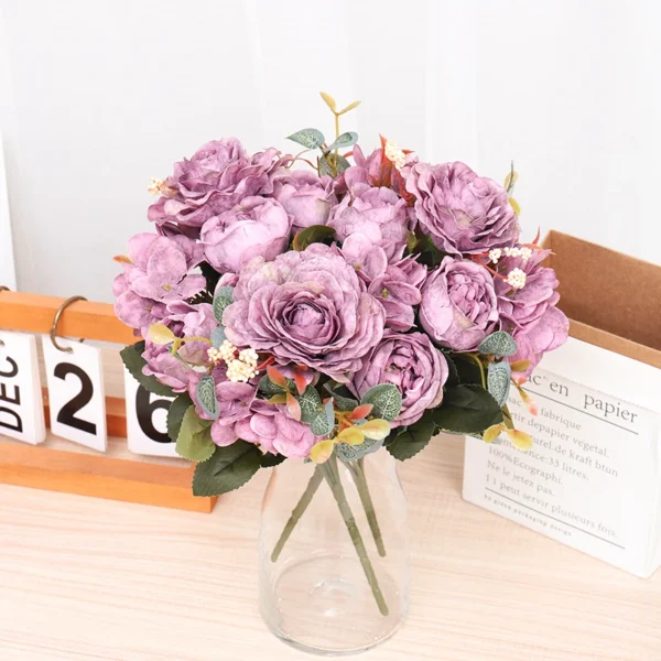 Autumn Silk Rose & Peony Bouquet for Weddings & Decor - Image 4