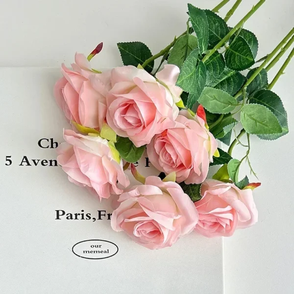 Velvet Artificial Roses Bouquet with Long Stems - Image 19