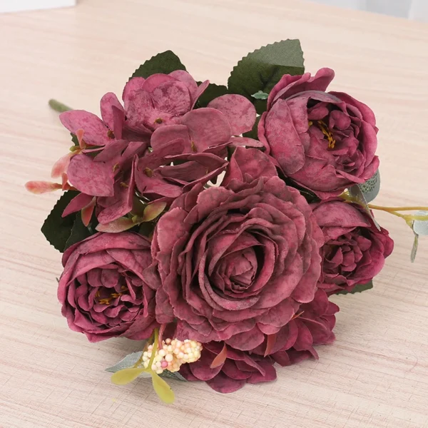 Autumn Silk Rose & Peony Bouquet for Weddings & Decor - Image 8