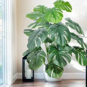 Artificial Monstera Palm Tree with Silk Turtle Leaves 108cm