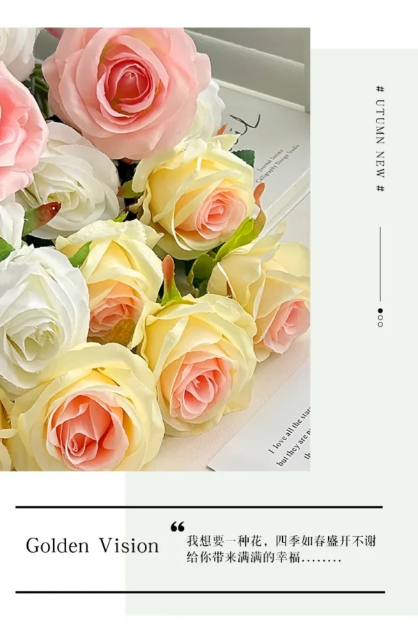 Velvet Artificial Roses Bouquet with Long Stems - Image 36