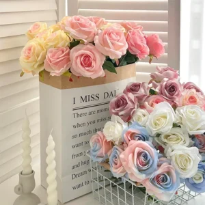 Velvet Artificial Roses Bouquet with Long Stems