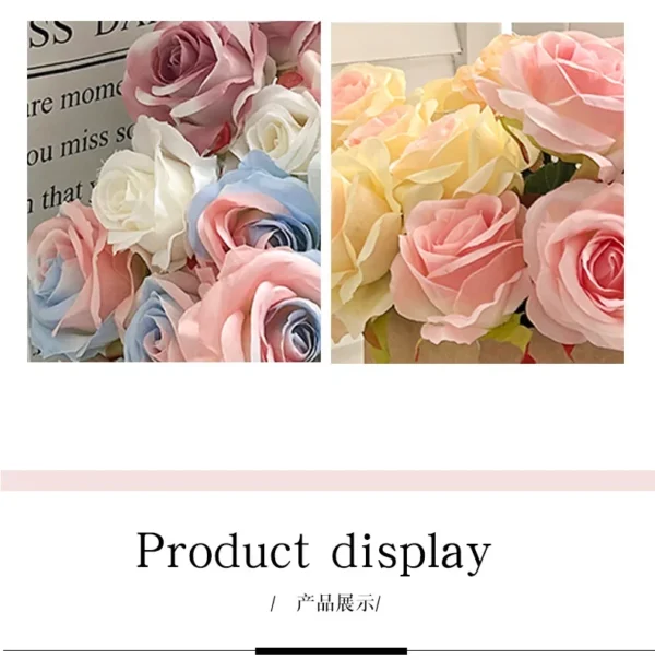 Velvet Artificial Roses Bouquet with Long Stems - Image 35