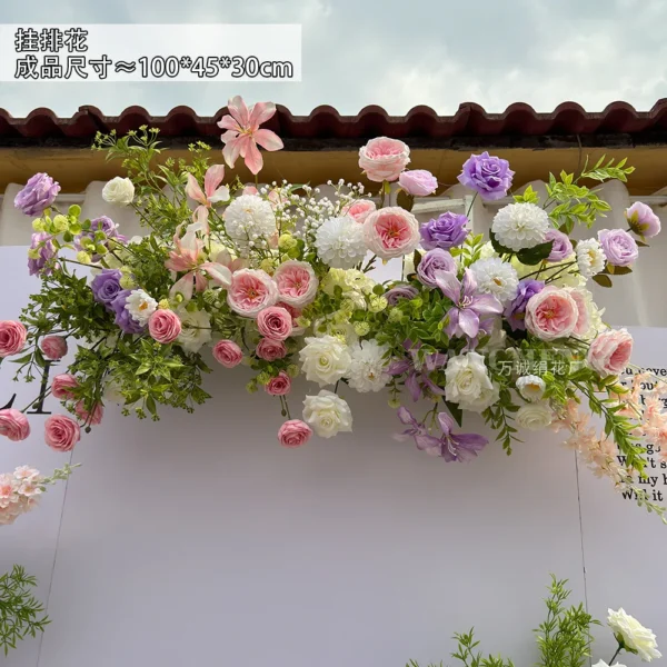Outdoor Wedding Artificial Rose Flower Row Decoration - Image 4