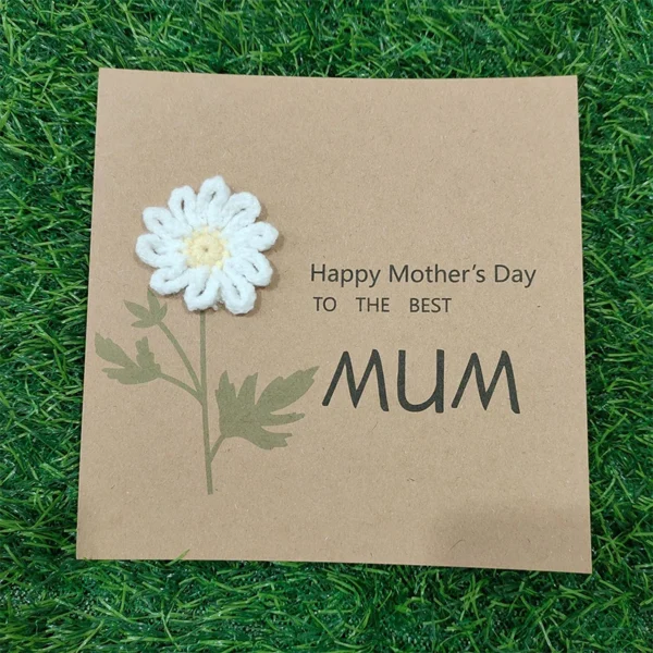 Handmade Flower Crochet Greeting Card – Kraft Paper Gift - Image 10