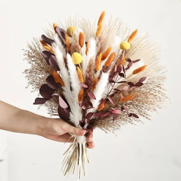 70pcs Dried Pampas Grass Bouquet – Rustic Orange Decor - Image 20