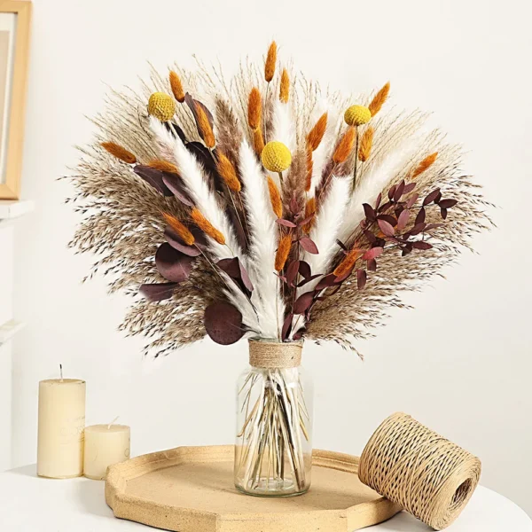 70pcs Dried Pampas Grass Bouquet – Rustic Orange Decor - Image 21
