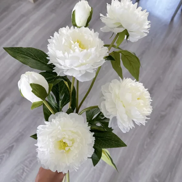 Elegant Silk Peony Branch – 3 Heads Artificial Flowers - Image 14
