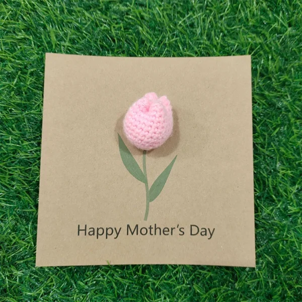 Handmade Flower Crochet Greeting Card – Kraft Paper Gift - Image 5