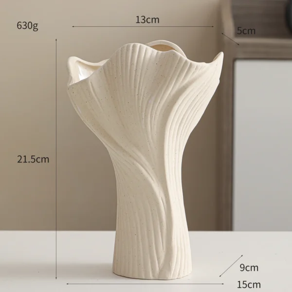 White Ceramic Conch Vase – Modern Nordic Tabletop Pot - Image 15