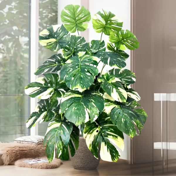 Artificial Monstera Palm Tree with Silk Turtle Leaves 108cm - Image 46