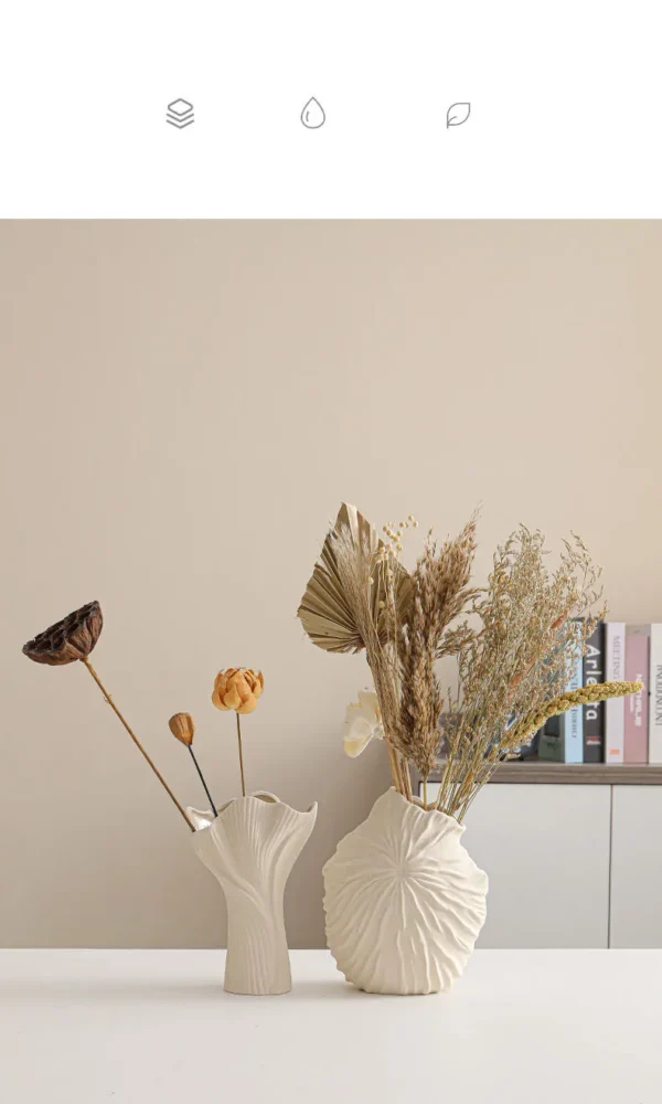 White Ceramic Conch Vase – Modern Nordic Tabletop Pot - Image 18