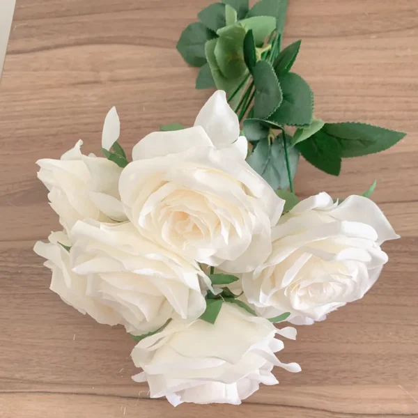 Ivory White Artificial Rose Bouquet for Home & Weddings - Image 3