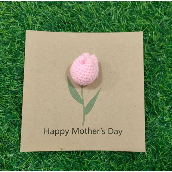 Handmade Flower Crochet Greeting Card – Kraft Paper Gift - Image 20