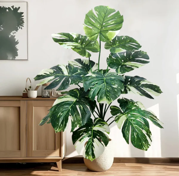 Artificial Monstera Palm Tree with Silk Turtle Leaves 108cm - Image 47
