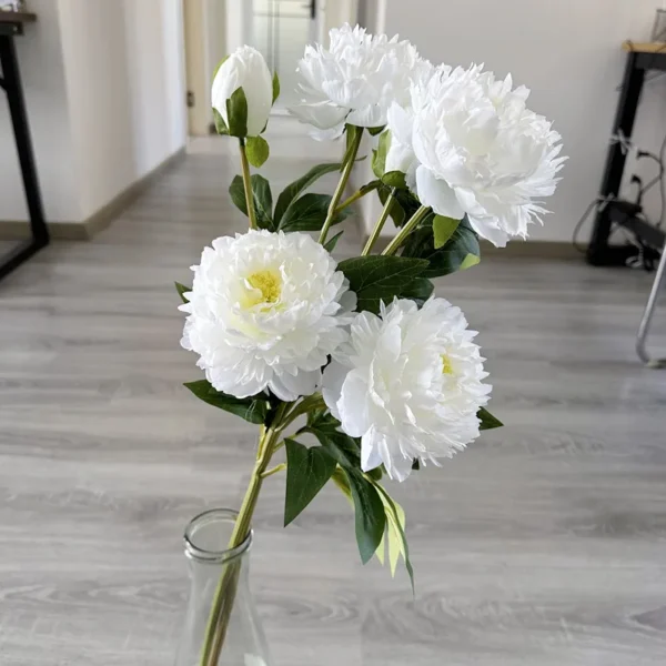 Elegant Silk Peony Branch – 3 Heads Artificial Flowers - Image 2
