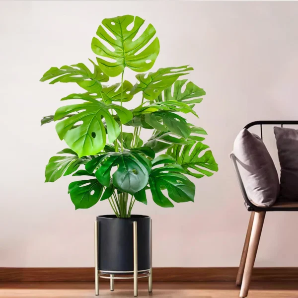 Artificial Monstera Palm Tree with Silk Turtle Leaves 108cm - Image 58
