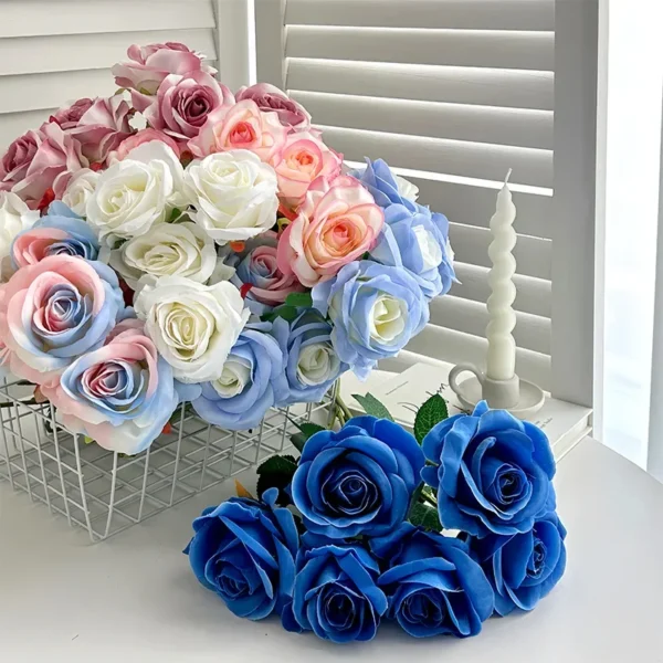 Velvet Artificial Roses Bouquet with Long Stems - Image 24