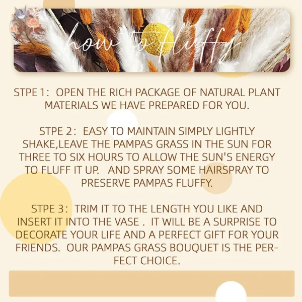 70pcs Dried Pampas Grass Bouquet – Rustic Orange Decor - Image 6
