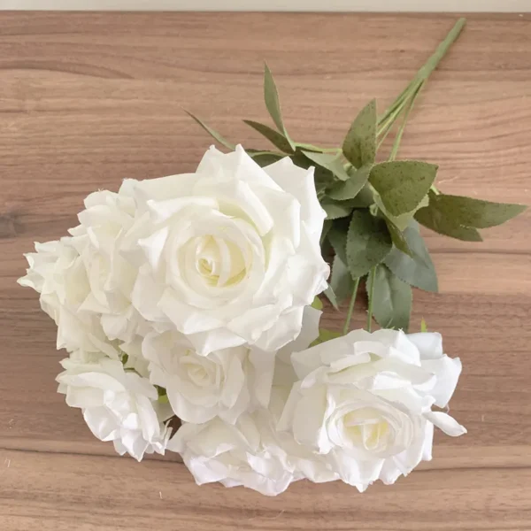 Ivory White Artificial Rose Bouquet for Home & Weddings - Image 5