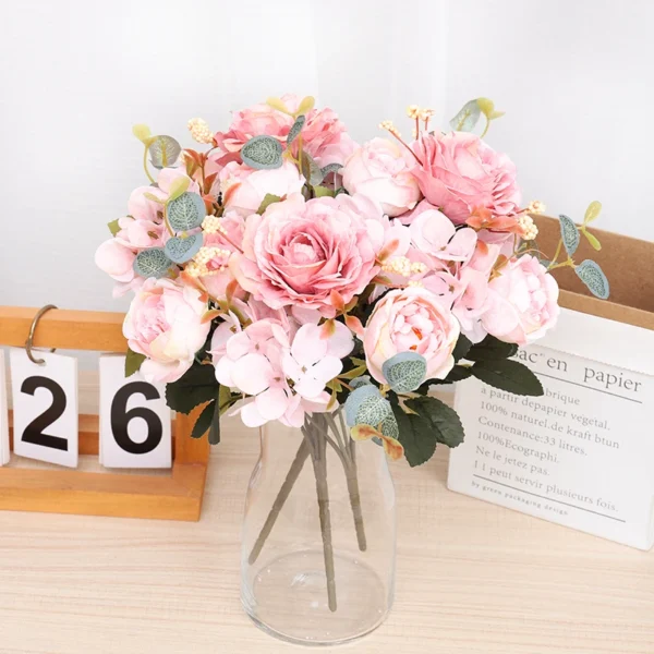 Autumn Silk Rose & Peony Bouquet for Weddings & Decor - Image 3