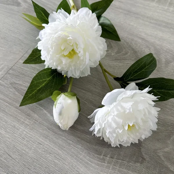 Elegant Silk Peony Branch – 3 Heads Artificial Flowers - Image 5