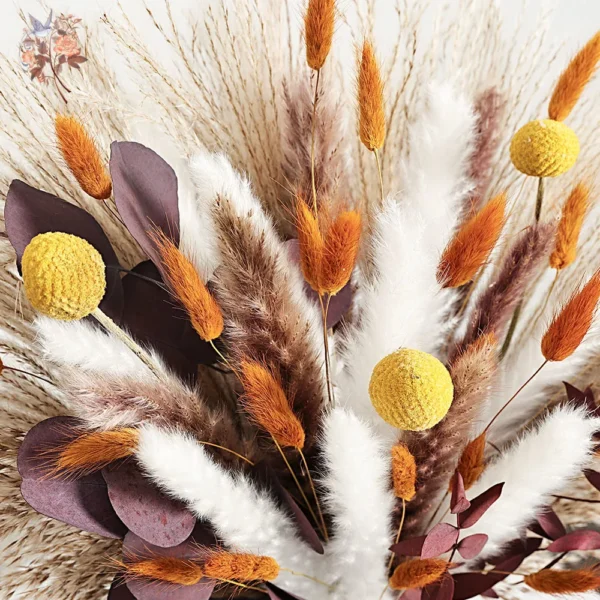 70pcs Dried Pampas Grass Bouquet – Rustic Orange Decor - Image 4