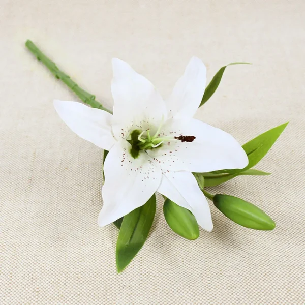 5Pcs White Lily Artificial Flowers for Home & Wedding Decor - Image 18