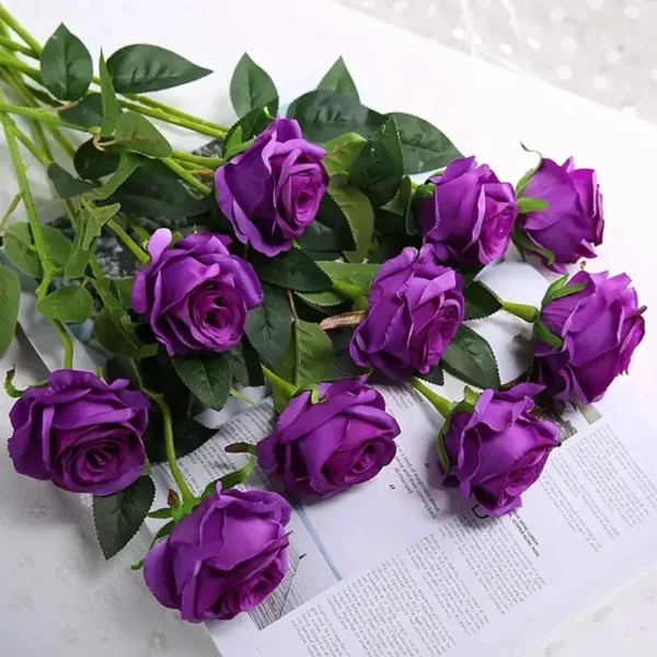 Velvet Artificial Roses Bouquet with Long Stems - Image 11