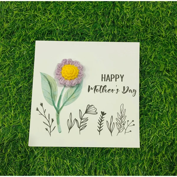Handmade Flower Crochet Greeting Card – Kraft Paper Gift - Image 15