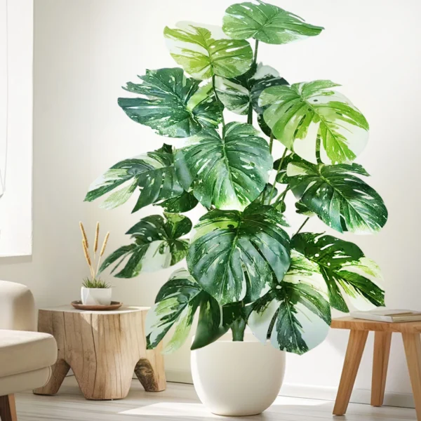 Artificial Monstera Palm Tree with Silk Turtle Leaves 108cm - Image 4