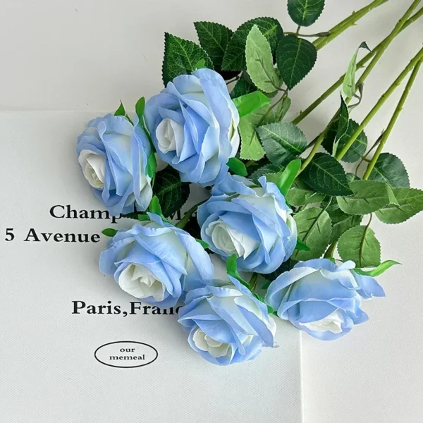 Velvet Artificial Roses Bouquet with Long Stems - Image 22