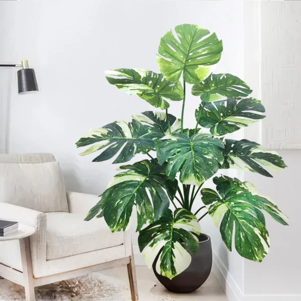 Artificial Monstera Palm Tree with Silk Turtle Leaves 108cm - Image 48