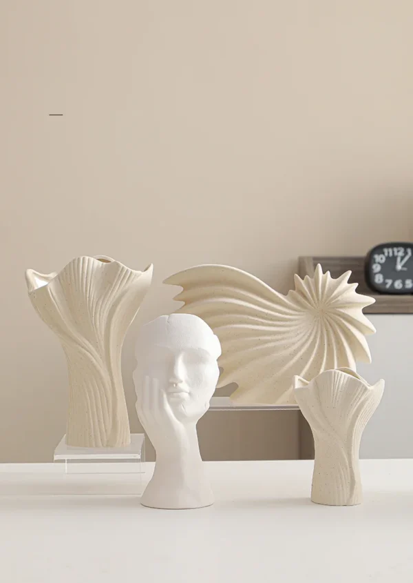 White Ceramic Conch Vase – Modern Nordic Tabletop Pot - Image 23