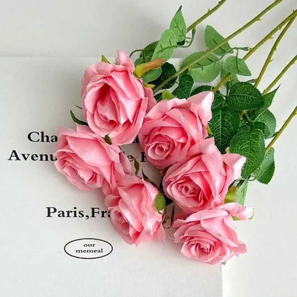 Velvet Artificial Roses Bouquet with Long Stems - Image 7