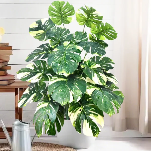 Artificial Monstera Palm Tree with Silk Turtle Leaves 108cm - Image 3