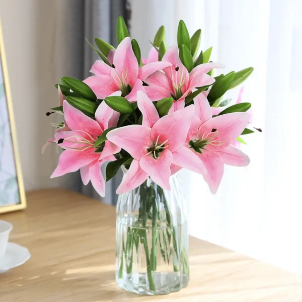 5Pcs White Lily Artificial Flowers for Home & Wedding Decor - Image 13