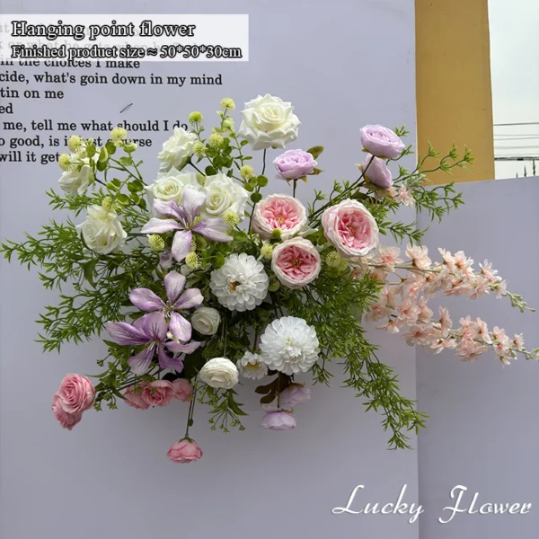 Outdoor Wedding Artificial Rose Flower Row Decoration - Image 2