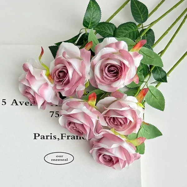Velvet Artificial Roses Bouquet with Long Stems - Image 20