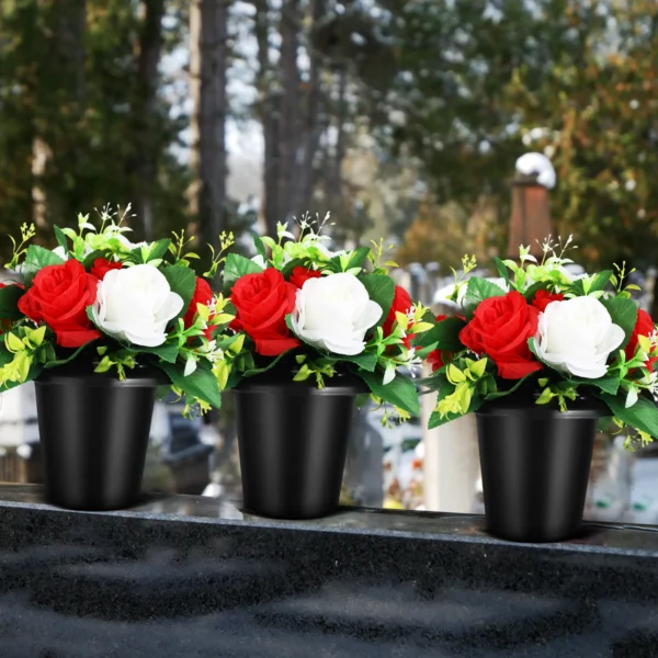 Handcrafted Cemetery Flower Pair – Long-Lasting Decor - Image 3