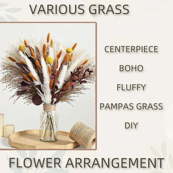 70pcs Dried Pampas Grass Bouquet – Rustic Orange Decor - Image 25