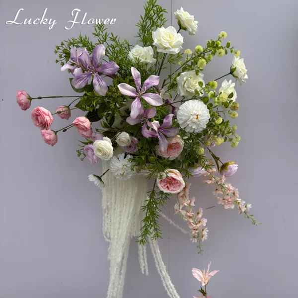 Outdoor Wedding Artificial Rose Flower Row Decoration