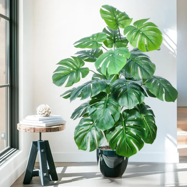 Artificial Monstera Palm Tree with Silk Turtle Leaves 108cm - Image 51
